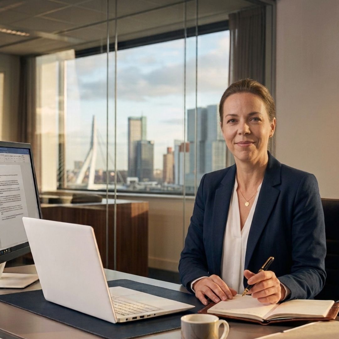 Juridisch secretaresse aan het werk via Wellington Densmore